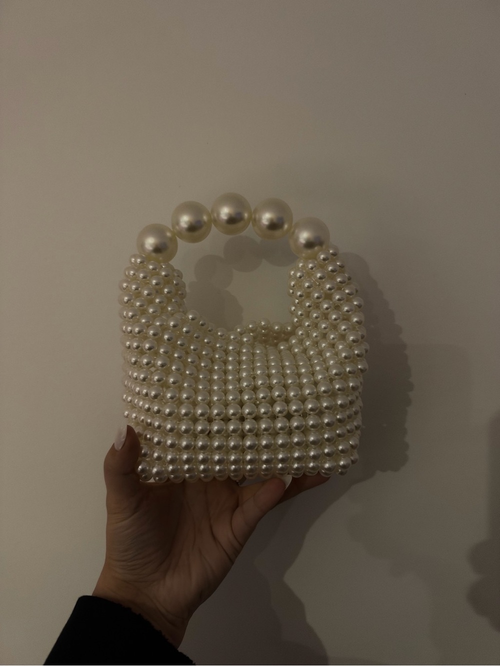 Pearl Beaded Mini Bag - Cream Pearl Handle
